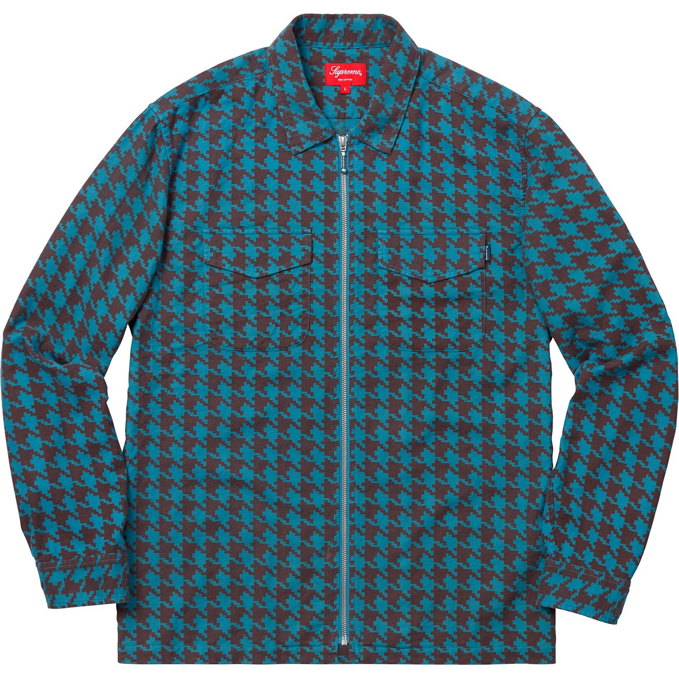 Houndstooth Flannel Zip Up Shirt view 3